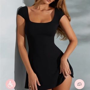 Oh Polly Open Back A-Line Mini Dress in Black Marina